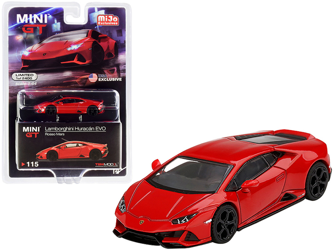 Lamborghini Huracan EVO Rosso Mars Red Limited Edition to 2400 pieces Worldwide 1/64 Diecast Model Car by True Scale Miniatures