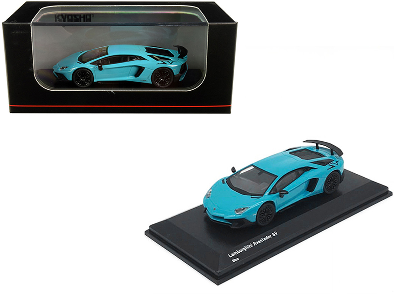 Lamborghini Aventador SV Light Blue 1/64 Diecast Model Car by Kyosho