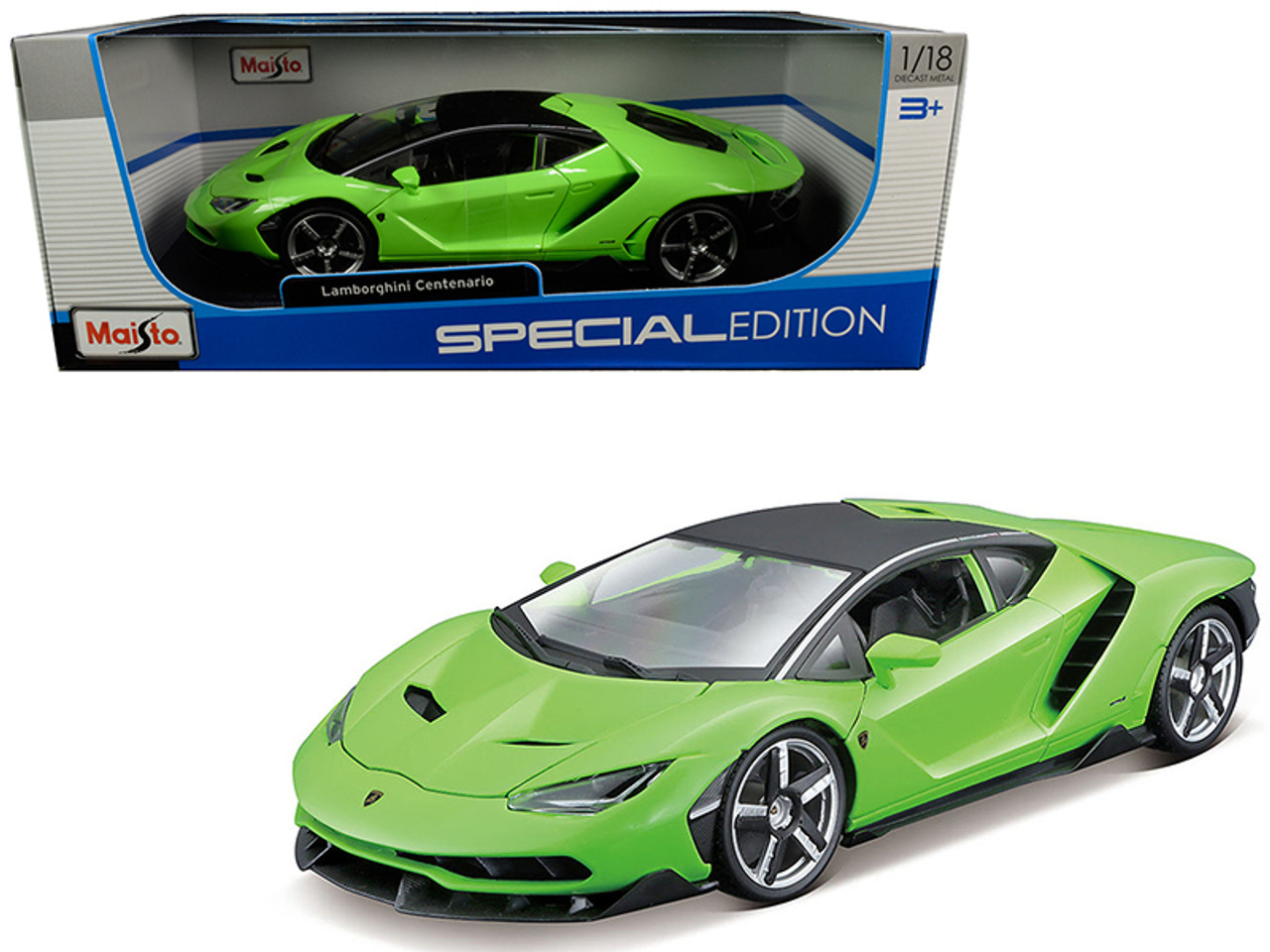 1/18 Maisto Lamborghini Centenario (Lime Green with Matt Black Top) Diecast Car Model
