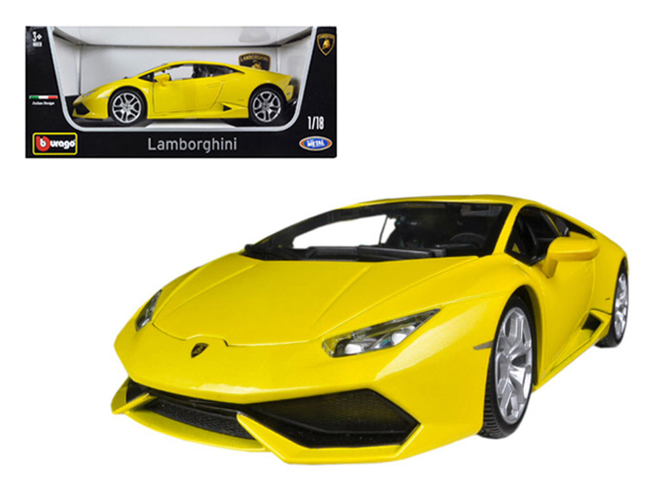 Lamborghini Huracan LP610-4 Yellow 1/18 Diecast Car Model by Bburago