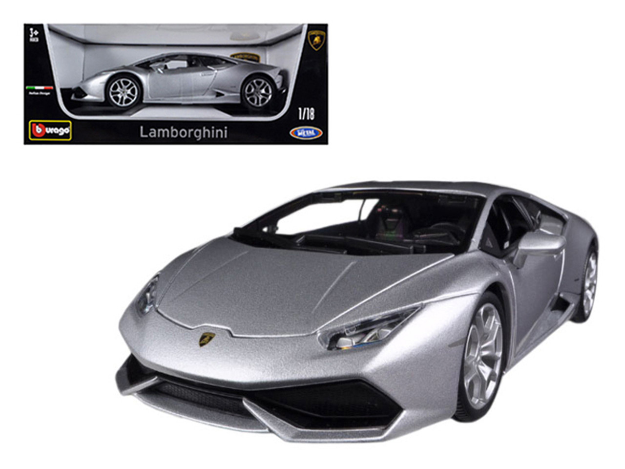1/18 BBurago Lamborghini Huracan LP610-4 (Silver) Diecast Car Model
