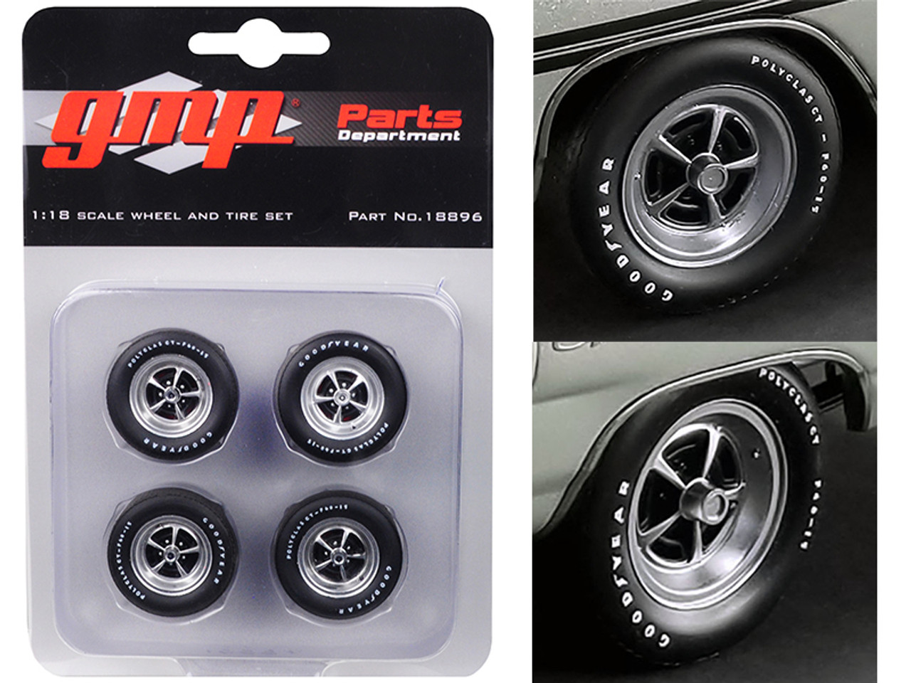 Magnum Wheels and Tires Set of 4 pieces from "1970 Plymouth GTX" 1/18 by GMP