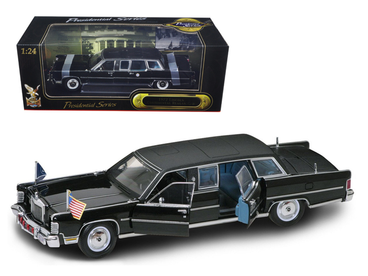 1972 Lincoln Continental Reagan Limousine Black 1/24 Diecast Model Car by  Road Signature