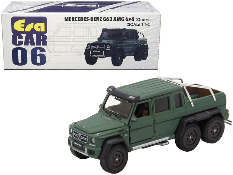 Mercedes Benz G63 AMG 6x6 Pickup Truck Green 1/64 Diecast Model