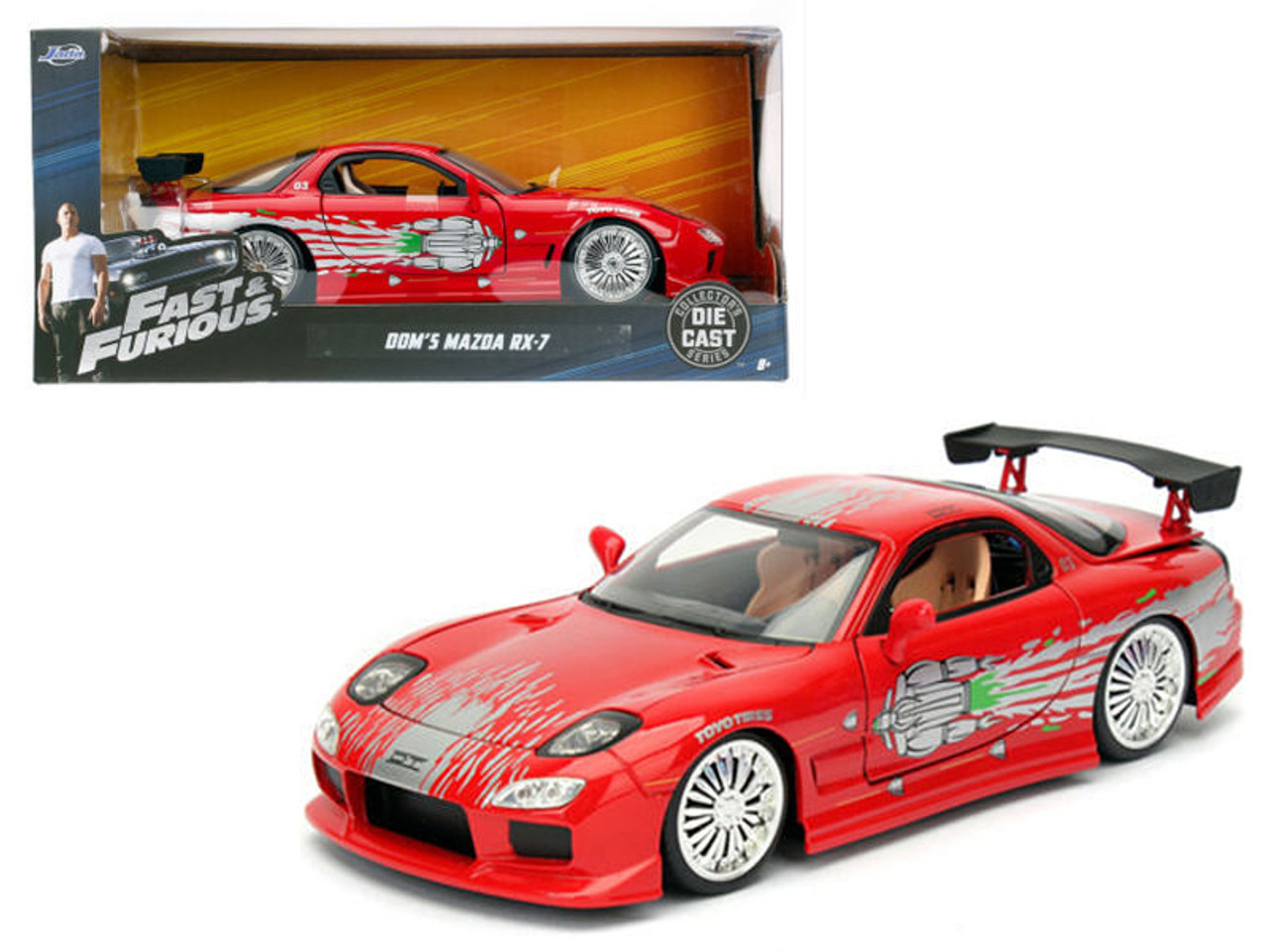 1/24 Jada Dom's Mazda RX-7 Red "Fast and Furious" Movie Diecast Model