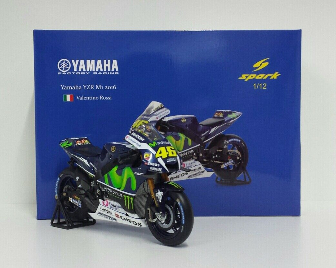 1/12 Yamaha YZR M1 #46 - Movistar Yamaha MotoGPWinner Jerez 2016 Valentino Rossi model car by Spark