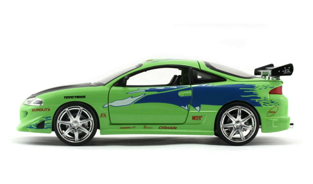 1/24 Jada Brian's Mitsubishi Eclipse Green The Fast & The Furious (2001)  Movie Diecast Model Car 