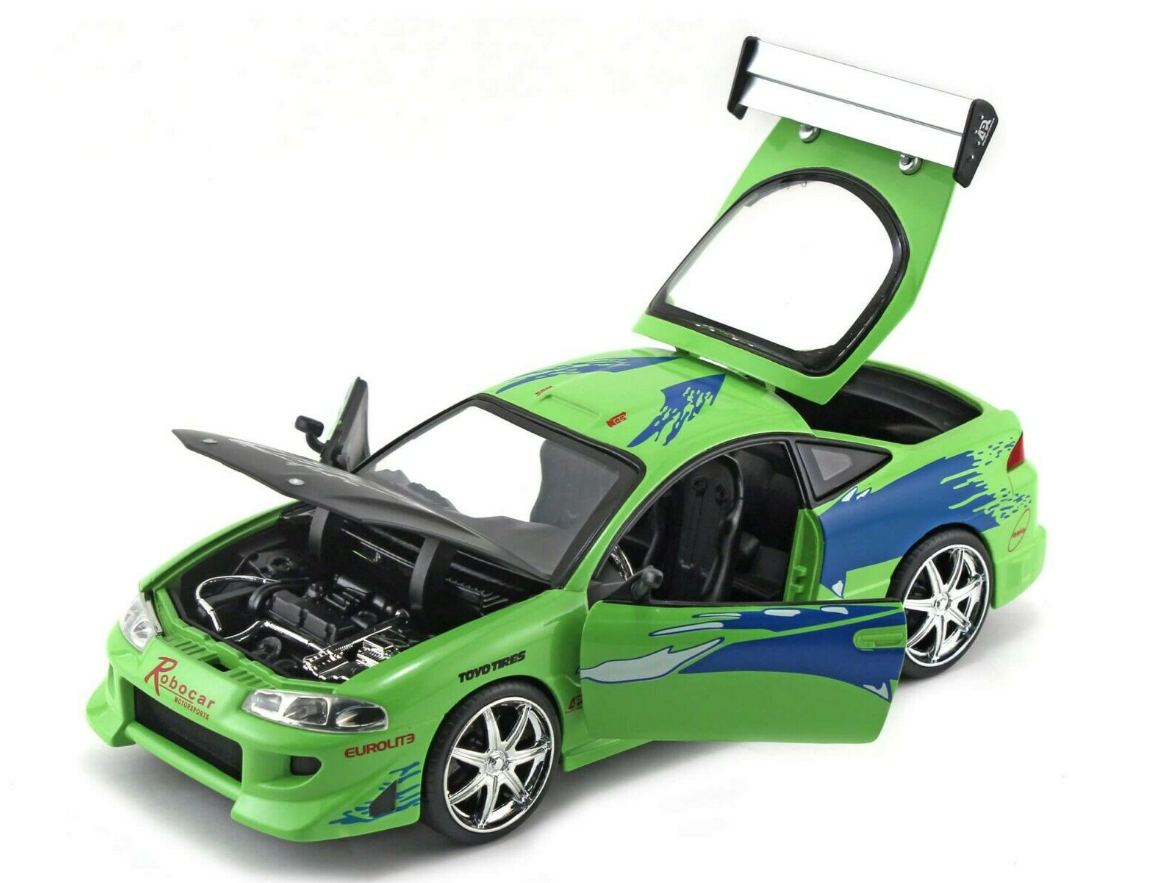1/24 Jada Brian's Mitsubishi Eclipse Green "The Fast & The Furious" (2001) Movie Diecast Model Car
