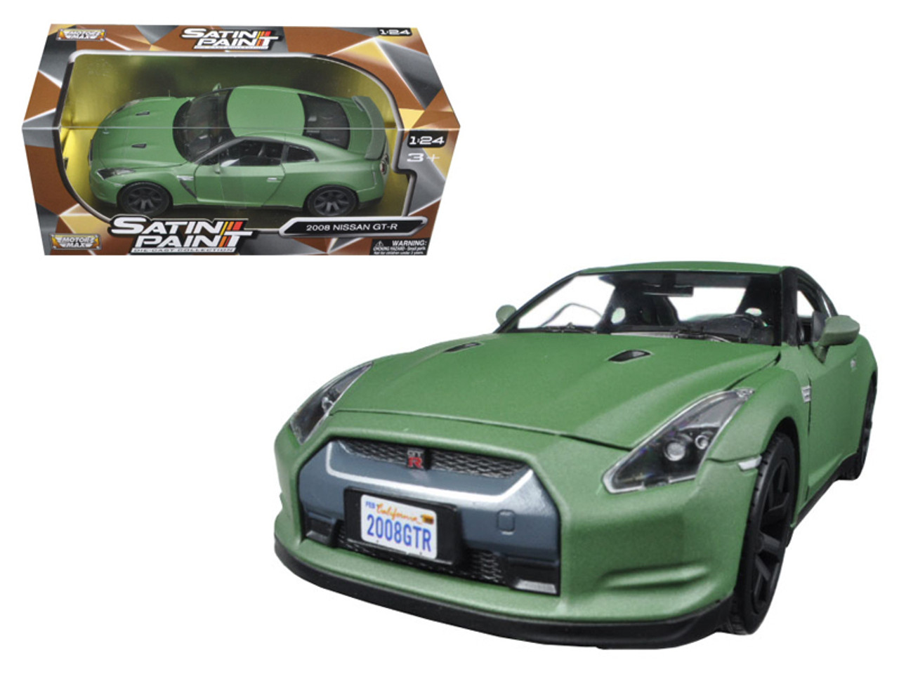 2008 Nissan GT-R R35 Matt Green 1/24 Diecast Model Car by Motormax