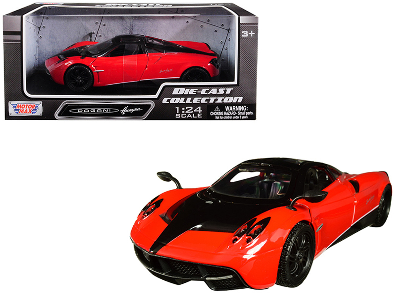 Pagani Huayra Red with Black Wheels 1/24 Diecast Model Car by Motormax