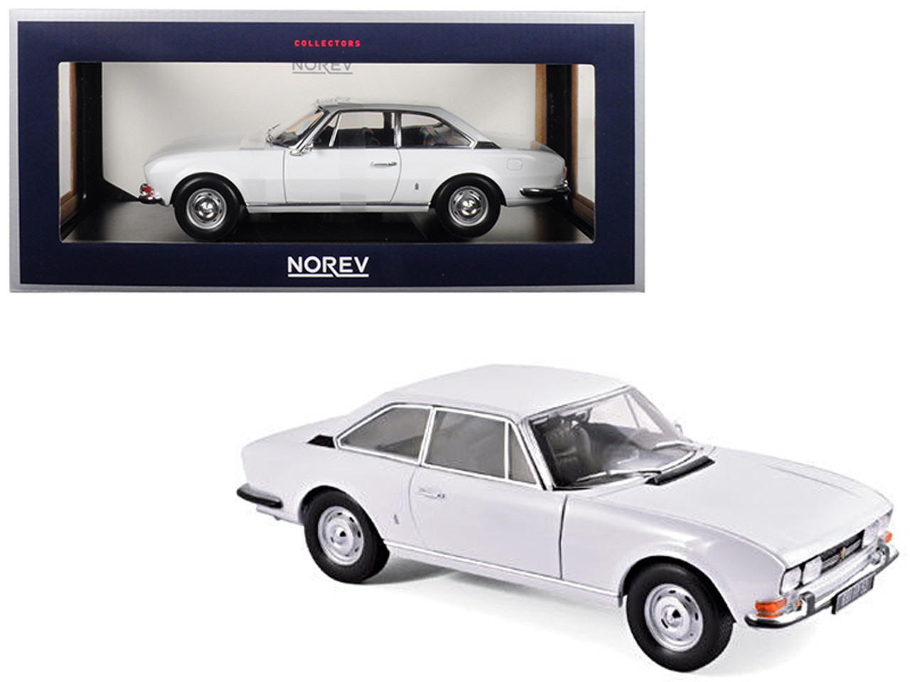 1969 Peugeot 504 Coupe Arosa White 1/18 Diecast Model Car by Norev