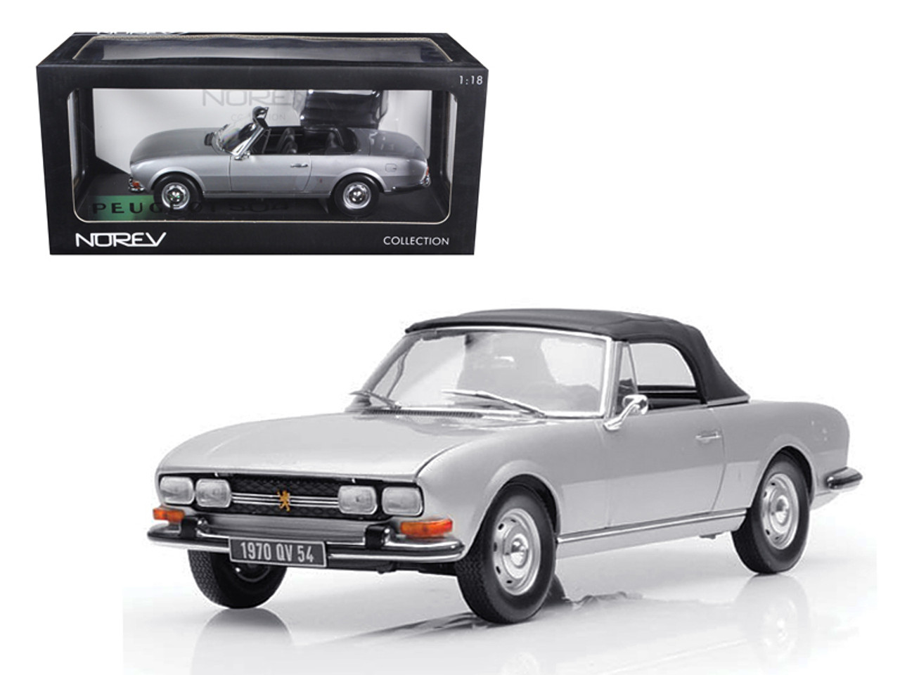1971 Peugeot 504 Cabriolet Grey 1/18 Diecast Car Model by