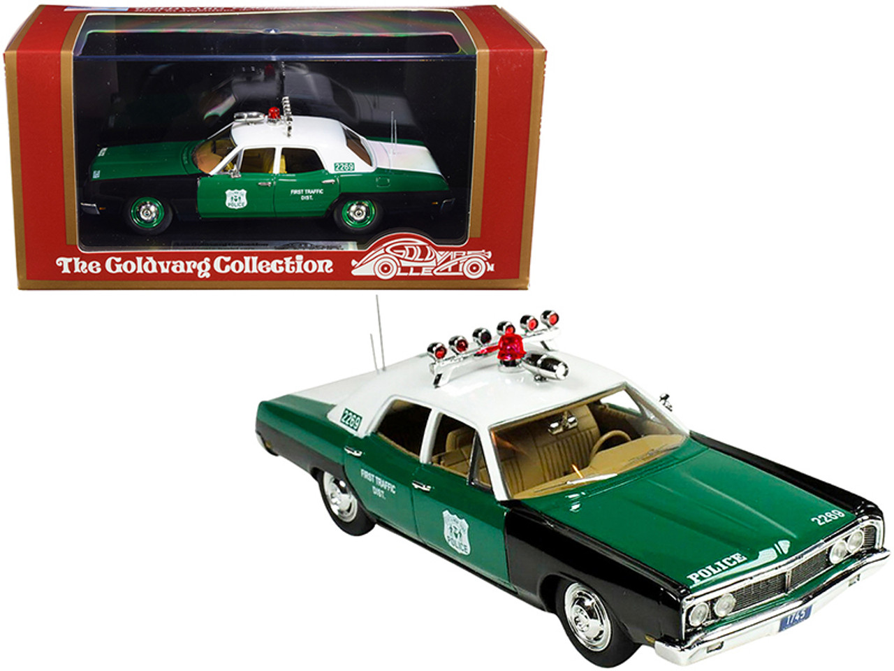 1970 Ford Galaxie NYPD "New York City Police Department" Green and Black with White Top Limited Edition to 280 pieces Worldwide 1/43 Model Car by Goldvarg Collection