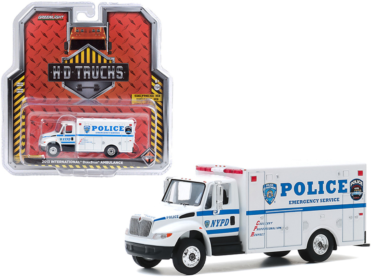 2013 International Durastar Emergency Service "New York City Police Department" (NYPD) White "H.D. Trucks" Series 19 1/64 Diecast Model by Greenlight