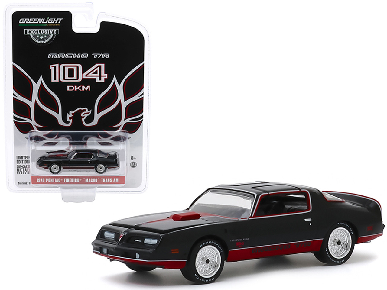 1978 Pontiac Firebird "Macho" Trans Am #104 by Mecham Design Black with Red Stripes "Hobby Exclusive" 1/64 Diecast Model Car by Greenlight