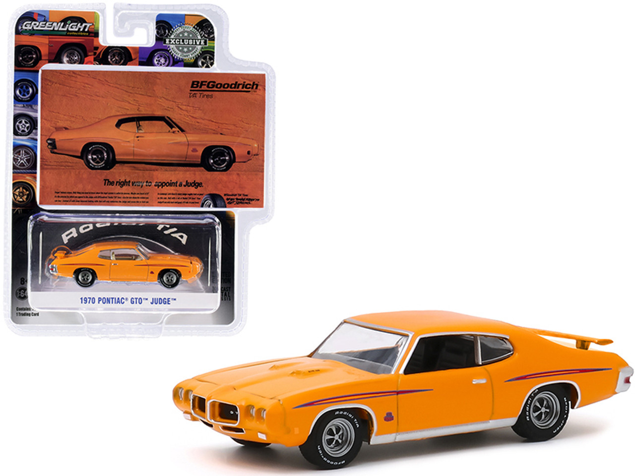 1970 Pontiac GTO Judge Orange "The Right Way To Appoint A Judge" BFGoodrich Vintage Ad Cars "Hobby Exclusive" 1/64 Diecast Model Car by Greenlight