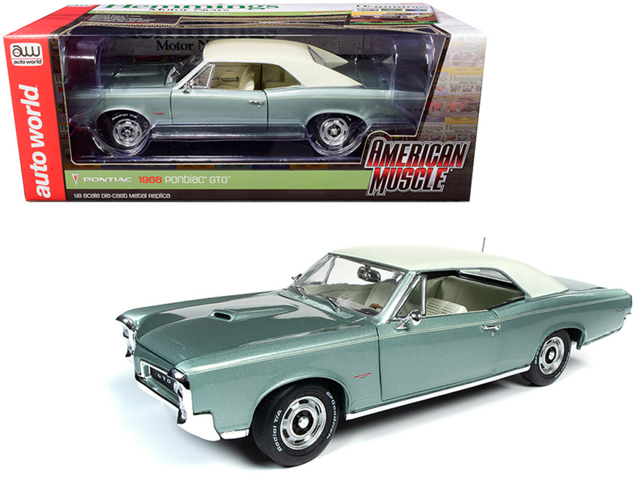 1/18 Auto World 1966 Pontiac GTO Hardtop Palmetto Green Metallic