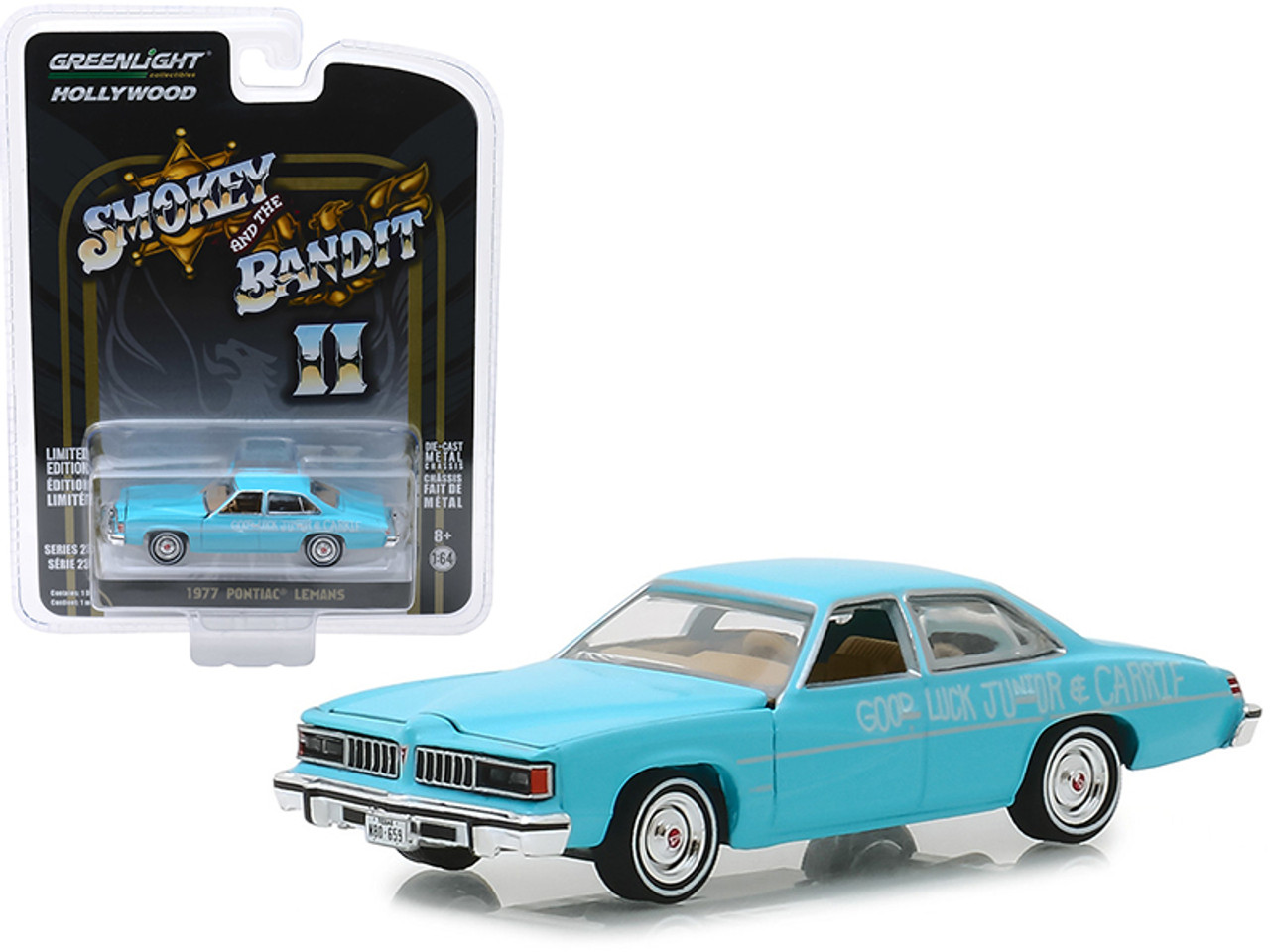 1977 Pontiac LeMans "Wedding Car" Blue "Smokey and the Bandit II" (1980) Movie "Hollywood Series" Release 23 1/64 Diecast Model Car by Greenlight