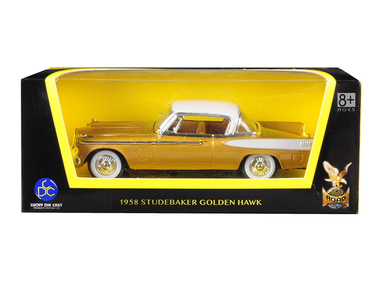 1958 Studebaker Golden Hawk Gold and White Top 1/43 Diecast Model Car by Road Signature