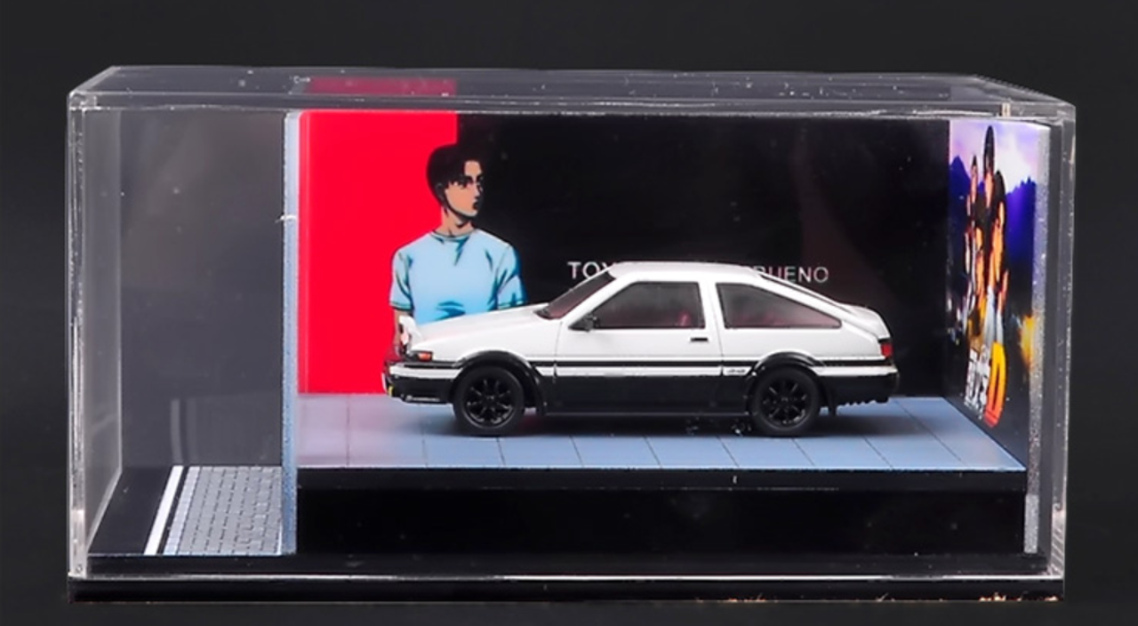 1/64 Time Model Initial D Toyota AE86 (White) with 3D Frame Diecast Car Model