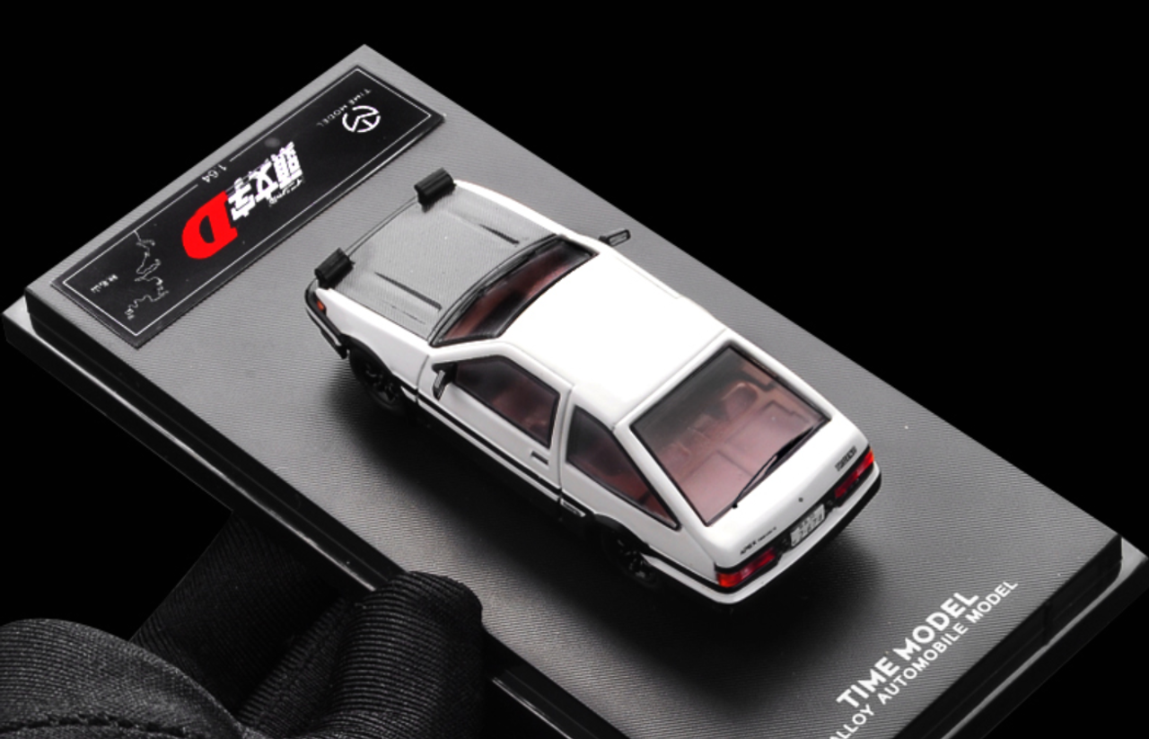 1/64 Time Model Initial D Toyota AE86 (Black) with 3D Frame Diecast Car Model