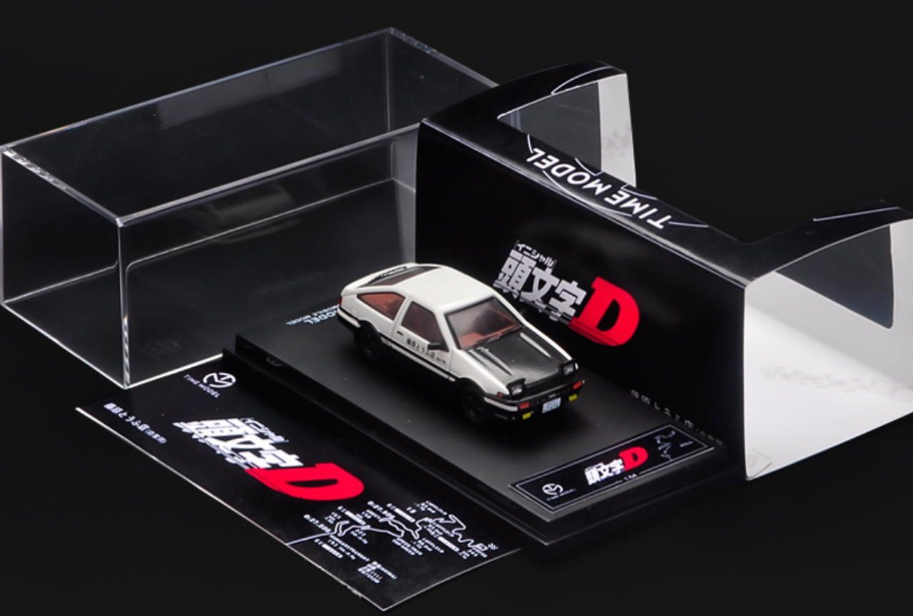 1/64 Time Model Initial D Toyota AE86 (Black) with 3D Frame Diecast Car Model