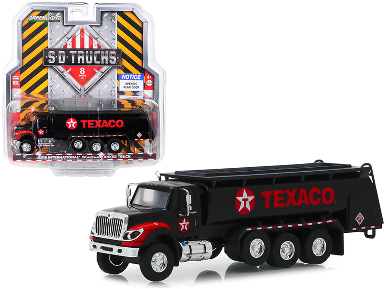 2018 International WorkStar Tanker Truck Black "Texaco" "S.D. Trucks" Series 8 1/64 Diecast Model by Greenlight