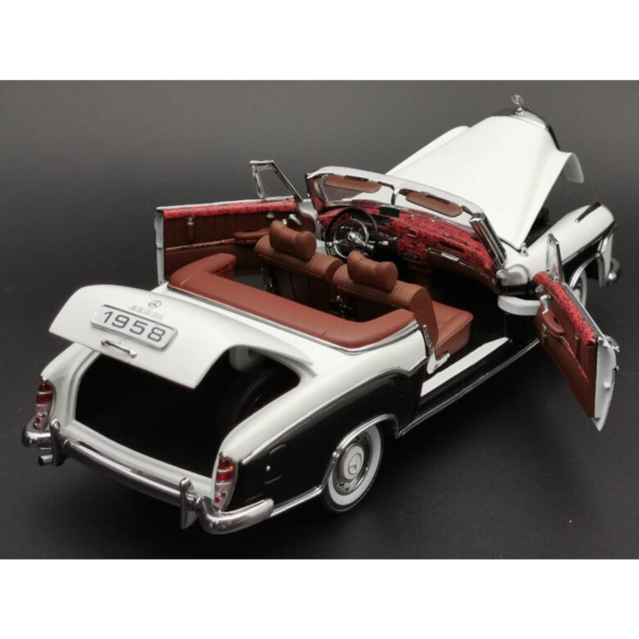 1/18 1958 MERCEDES-BENZ 220SE OPEN CONVERTIBLE -Ivory/Black - Ivory / Black Diecast Car Model