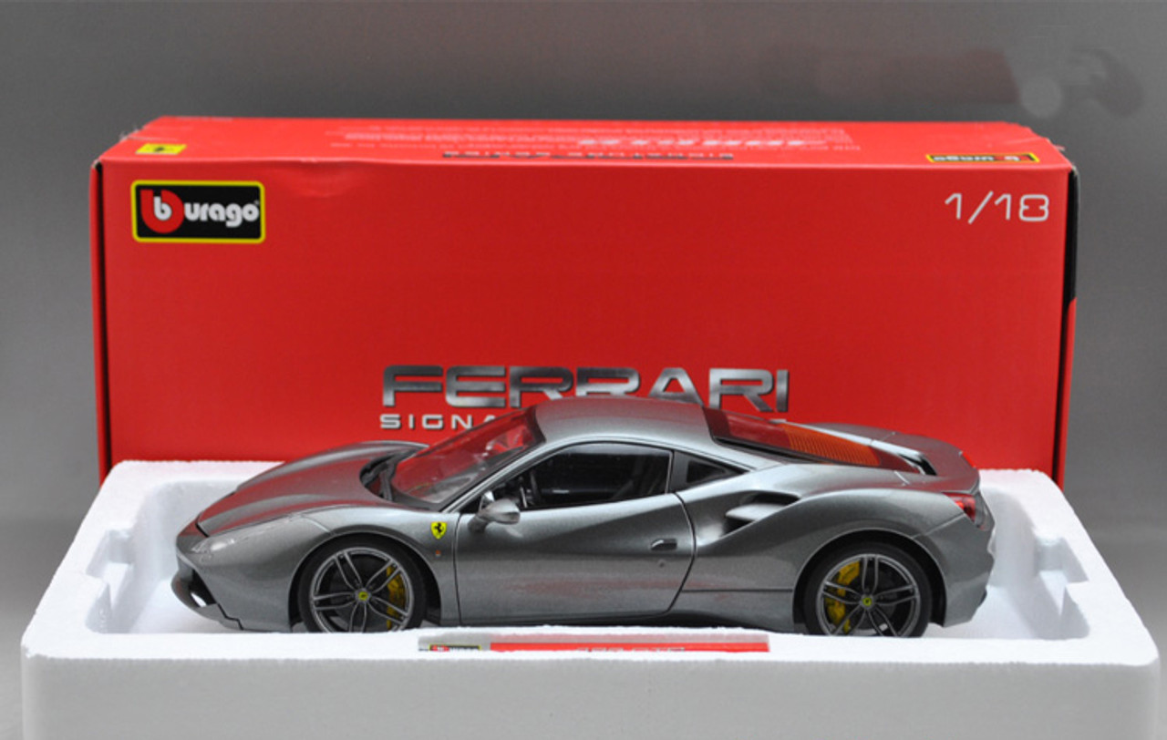 118 Bburago Signature Ferrari 488 Gtb 488gtb Grey Diecast Car Model