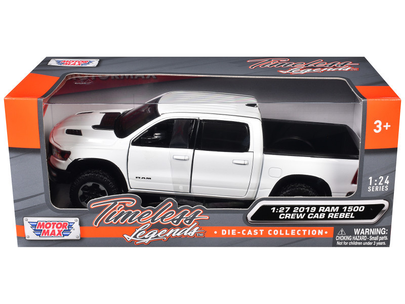 2019 RAM 1500 Rebel Crew Cab Pickup Truck White 1/24 Diecast Model