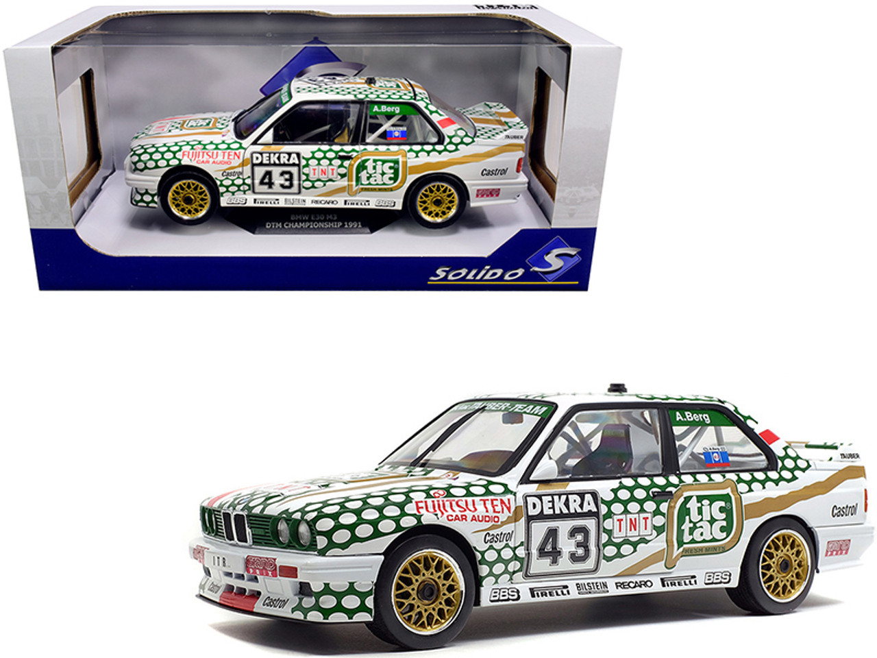 1/18 Solido 1991 BMW M3 (E30) #43 DTM Tic Tac Tauber Team Allen Berg  Diecast Car Model