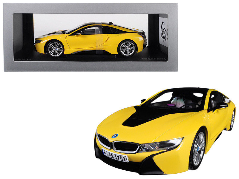 BMW i8 Speed Yellow with Black Top 1/18 Diecast Model Car by