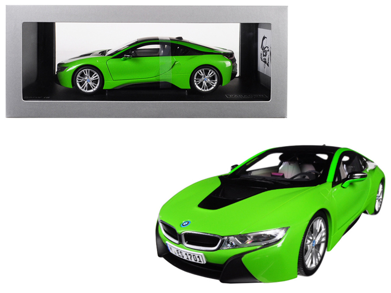 BMW i8 Java Green with Black Top 1/18 Diecast Model Car by Paragon