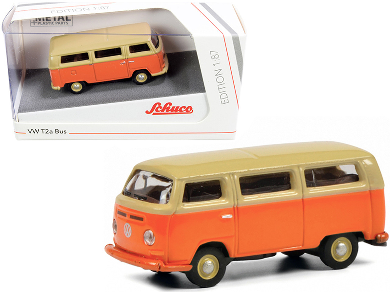 Volkswagen T2a Bus Orange and Yellow 1/87 (HO) Diecast Model by Schuco