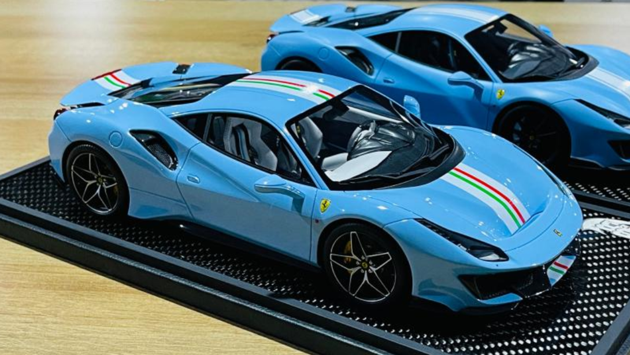 1/18 BBR Ferrari 488 Pista Gloss Azzurro La Plata Blue Resin Car Model Limited 28 Pieces