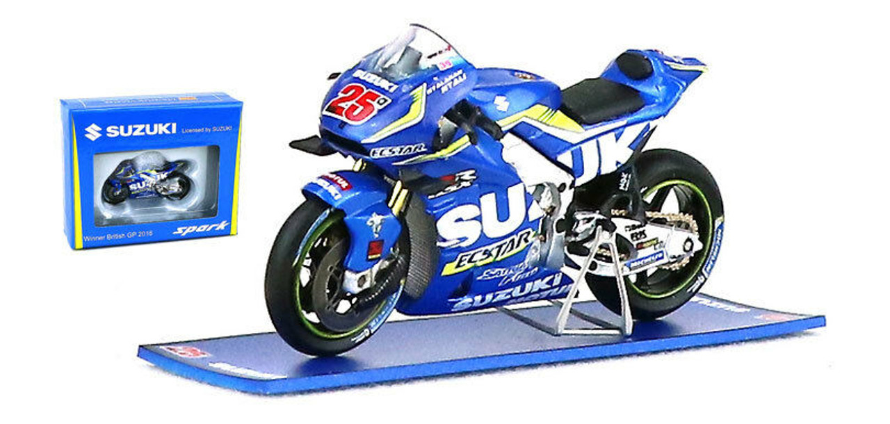 1/43 Suzuki GSX-RR #25 - Team Suzuki Ecstar Winner British GP - Silverstone 2016 Maverick Viñales model car by Spark