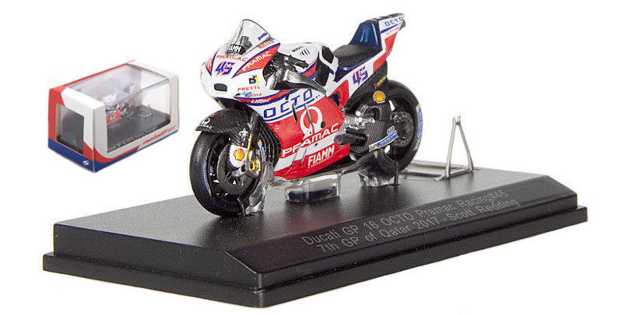 1/43 Ducati GP16 #45 - OCTO Pramac Racing 7th GP of Qatar 2017 Scott Redding model car by Spark