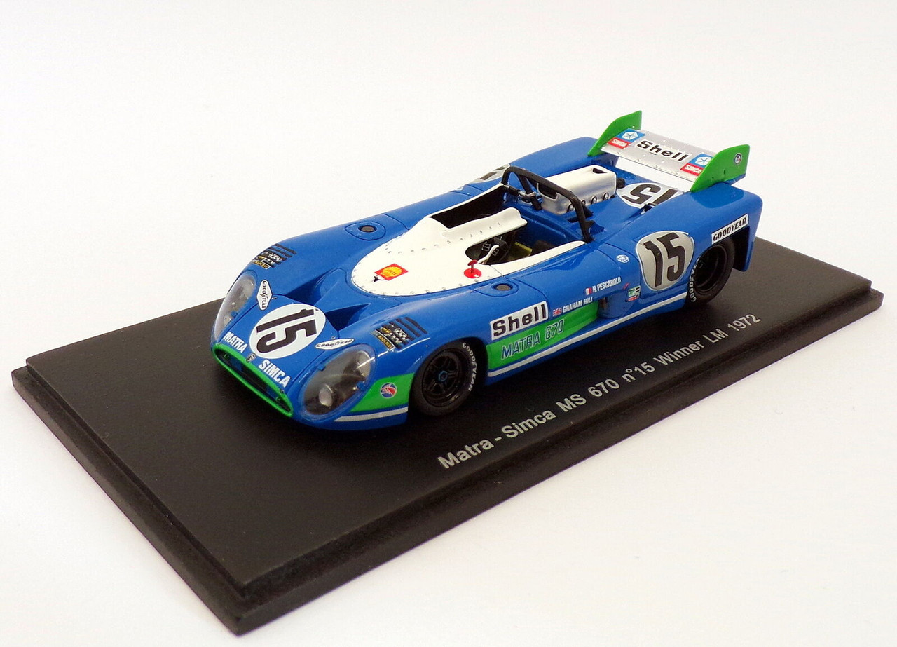 1/43 Matra Simca MS 670 No.15 Winner 24H Le Mans 1972 H. Pescarolo - G. Hill model car by Spark