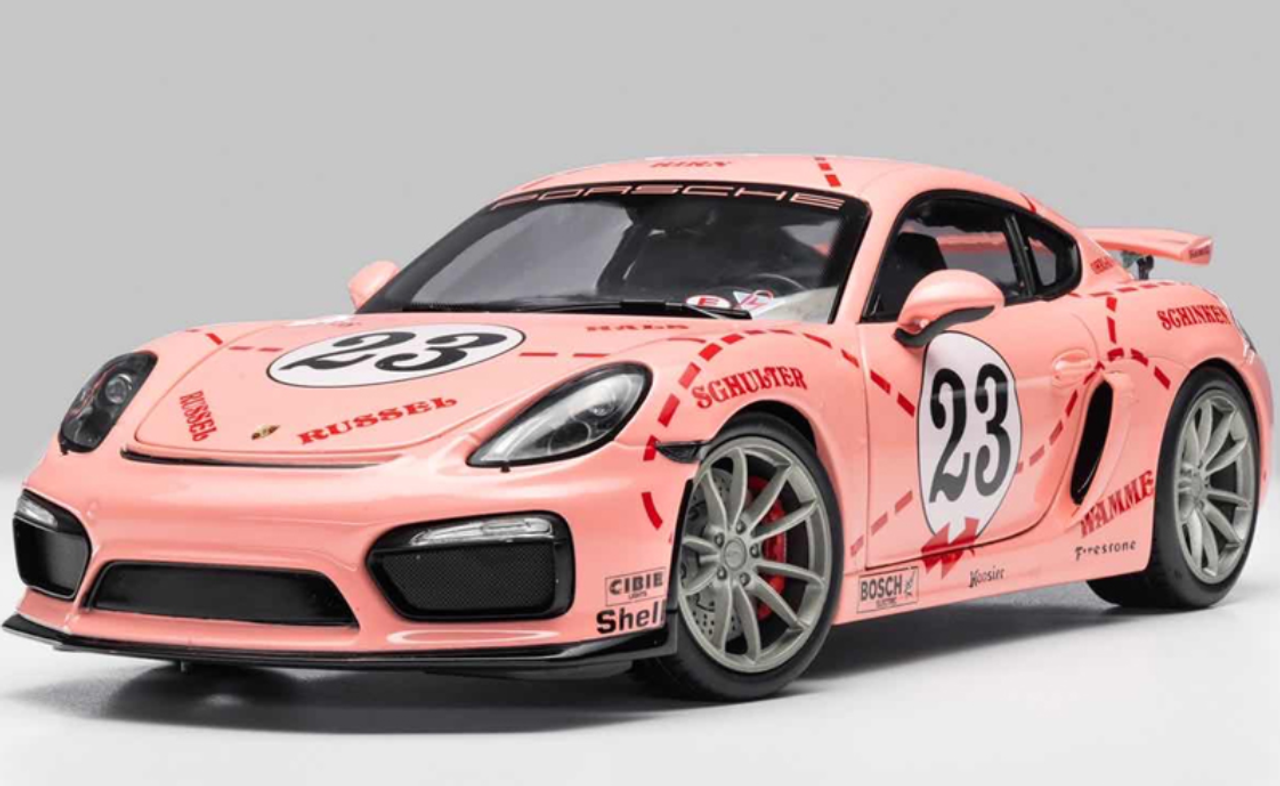 1/18 Schuco Porsche Cayman GT4 #23 Pink Pig Edition Diecast Car Model