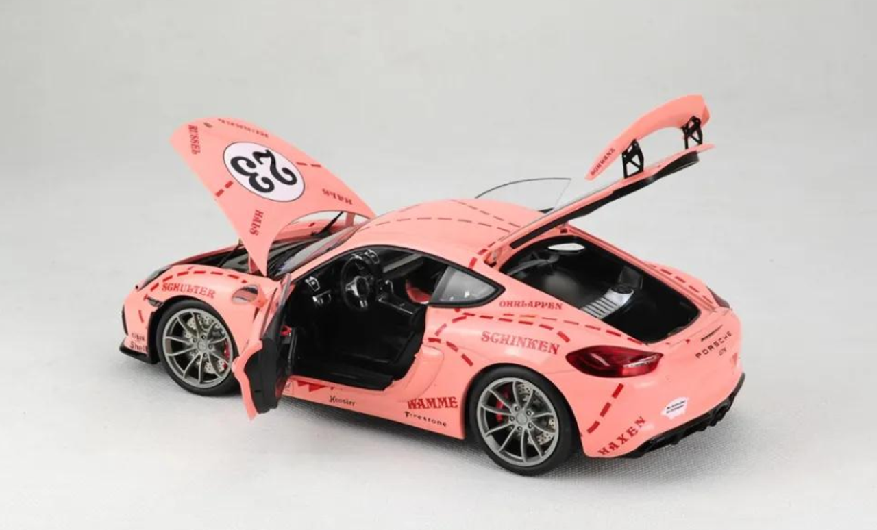 1/18 Schuco Porsche Cayman GT4 #23 Pink Pig Edition Diecast Car Model