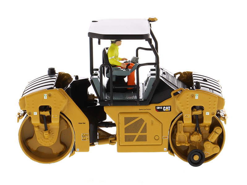 CAT Caterpillar CB-13 Tandem Vibratory Roller with ROPS (Roll Over Protective Structure) and Operator "High Line Series" 1/50 Diecast Model by Diecast Masters