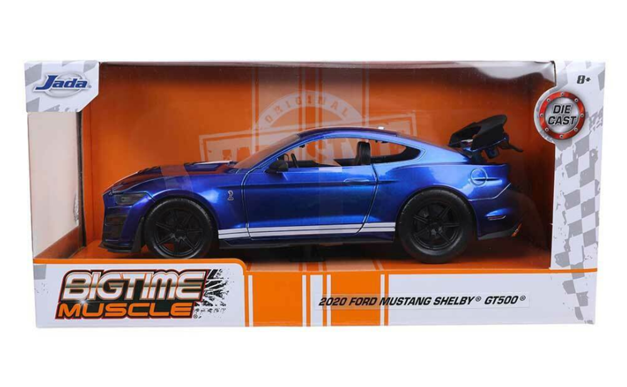 1/24 Bigtime Muscle 2020 Ford Mustang GT500 (Blue w/ White Stripes) Diecast Car Model