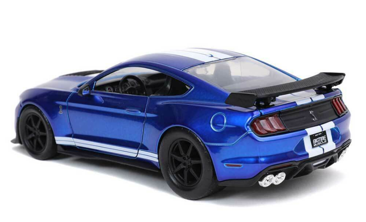 1/24 Bigtime Muscle 2020 Ford Mustang GT500 (Blue w/ White Stripes) Diecast Car Model