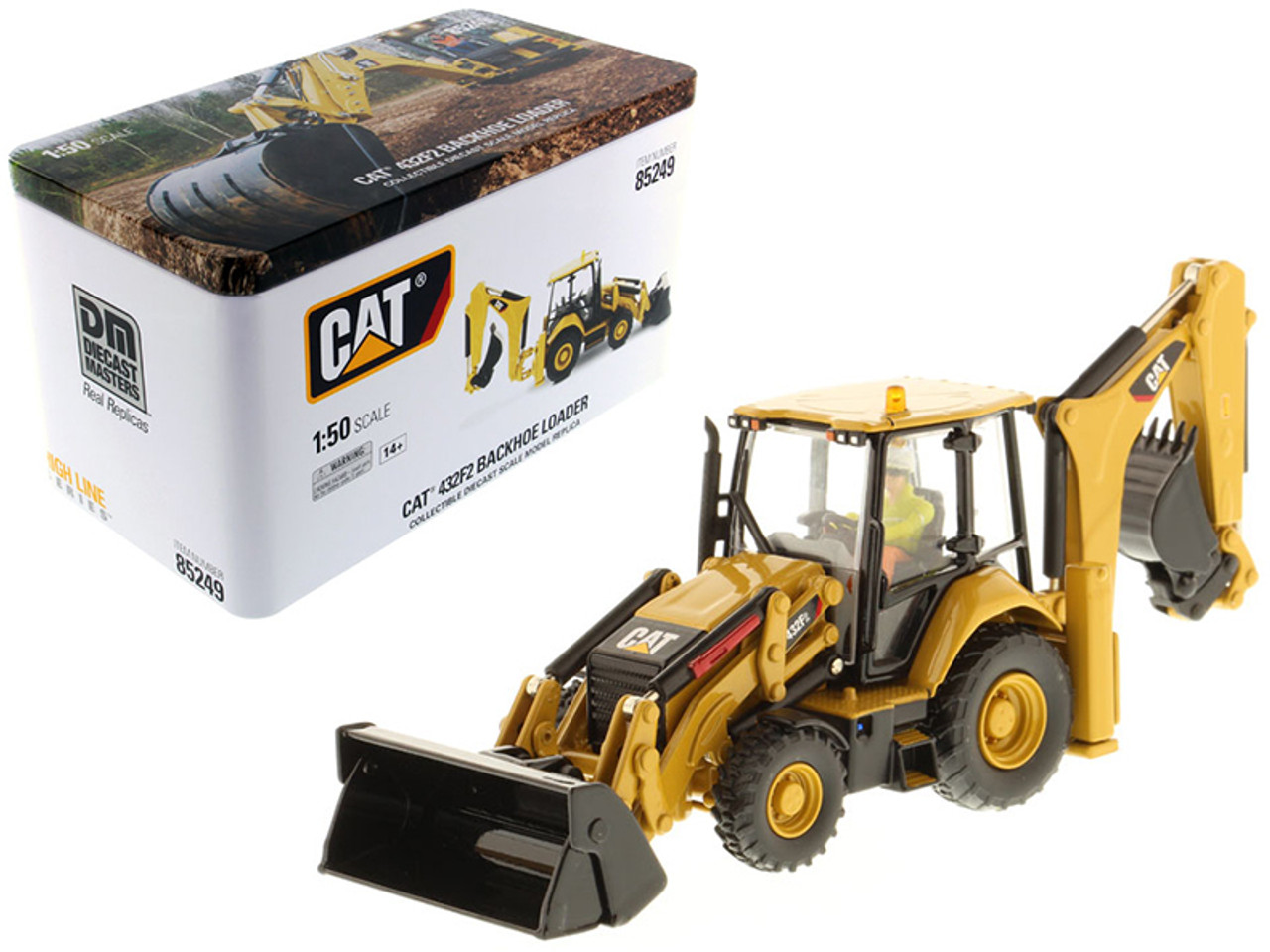 CAT Caterpillar 432F2 Backhoe Loader with Operator "High Line Series" 1/50 Diecast Model by Diecast Masters