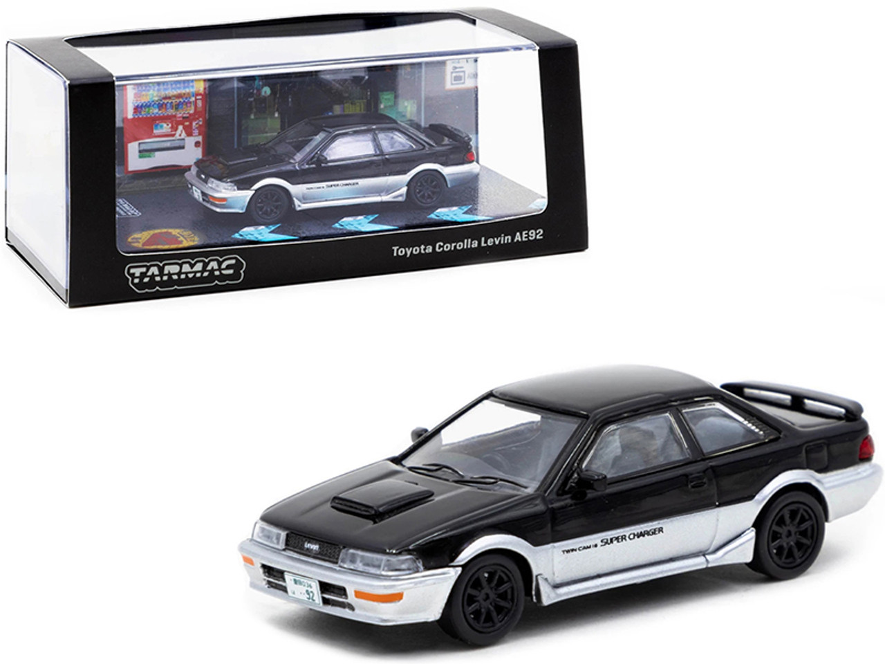 Toyota Corolla Levin AE92 Black and Silver 1/64 Diecast