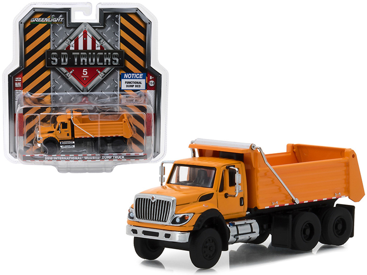 2018 International WorkStar Construction Dump Truck Orange S.D. Trucks Series 5 1/64 Diecast Model by Greenlight