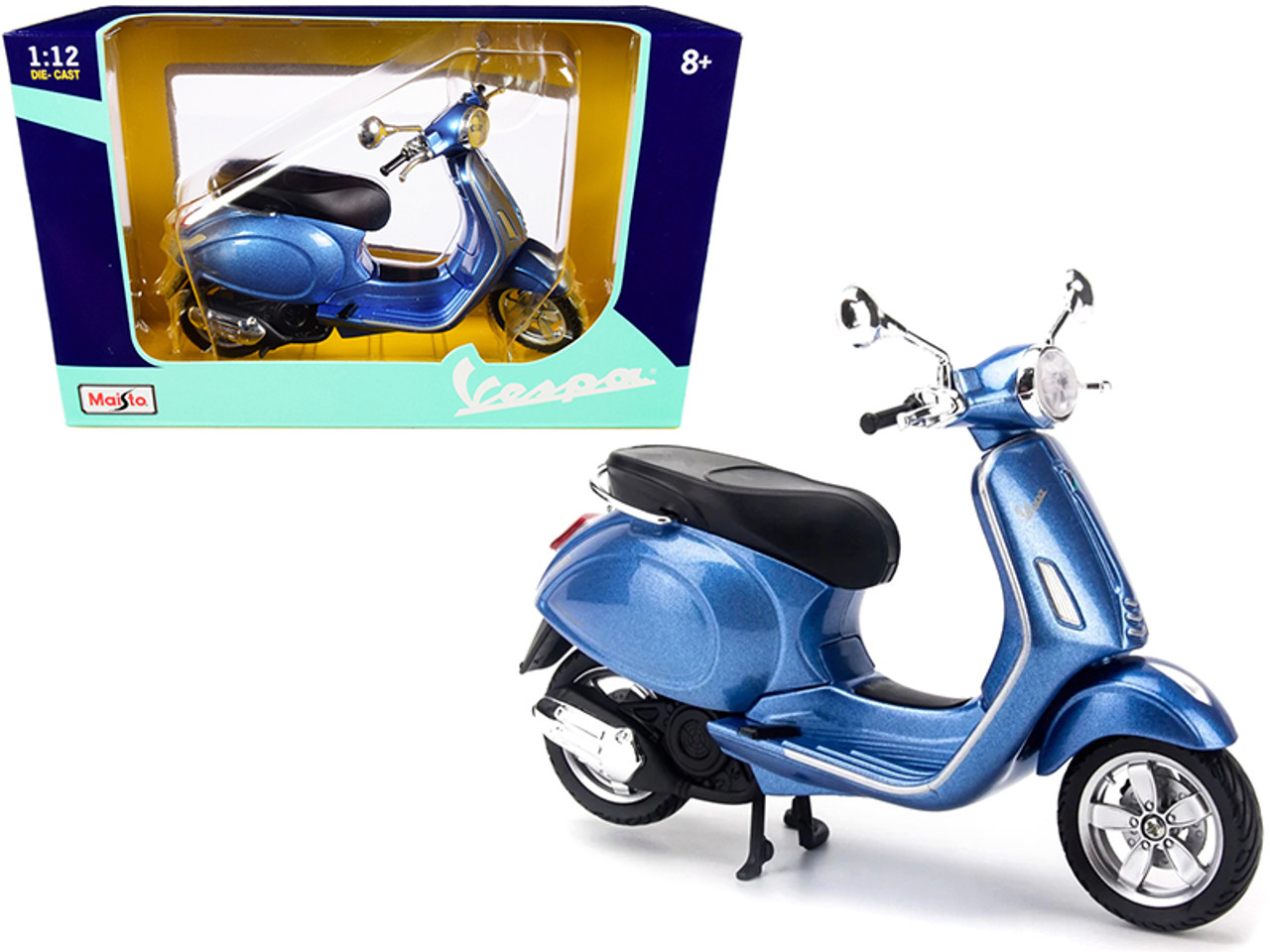 Vespa Primavera 150 Scooter Blue Metallic 1/12 Diecast Model by Maisto