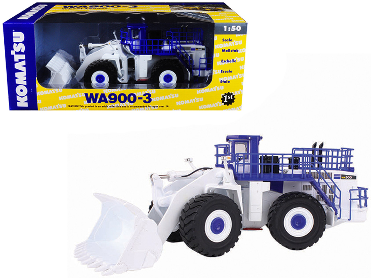 Komatsu WA900-3 Wheel Loader White Demo 1/50 Diecast Model by