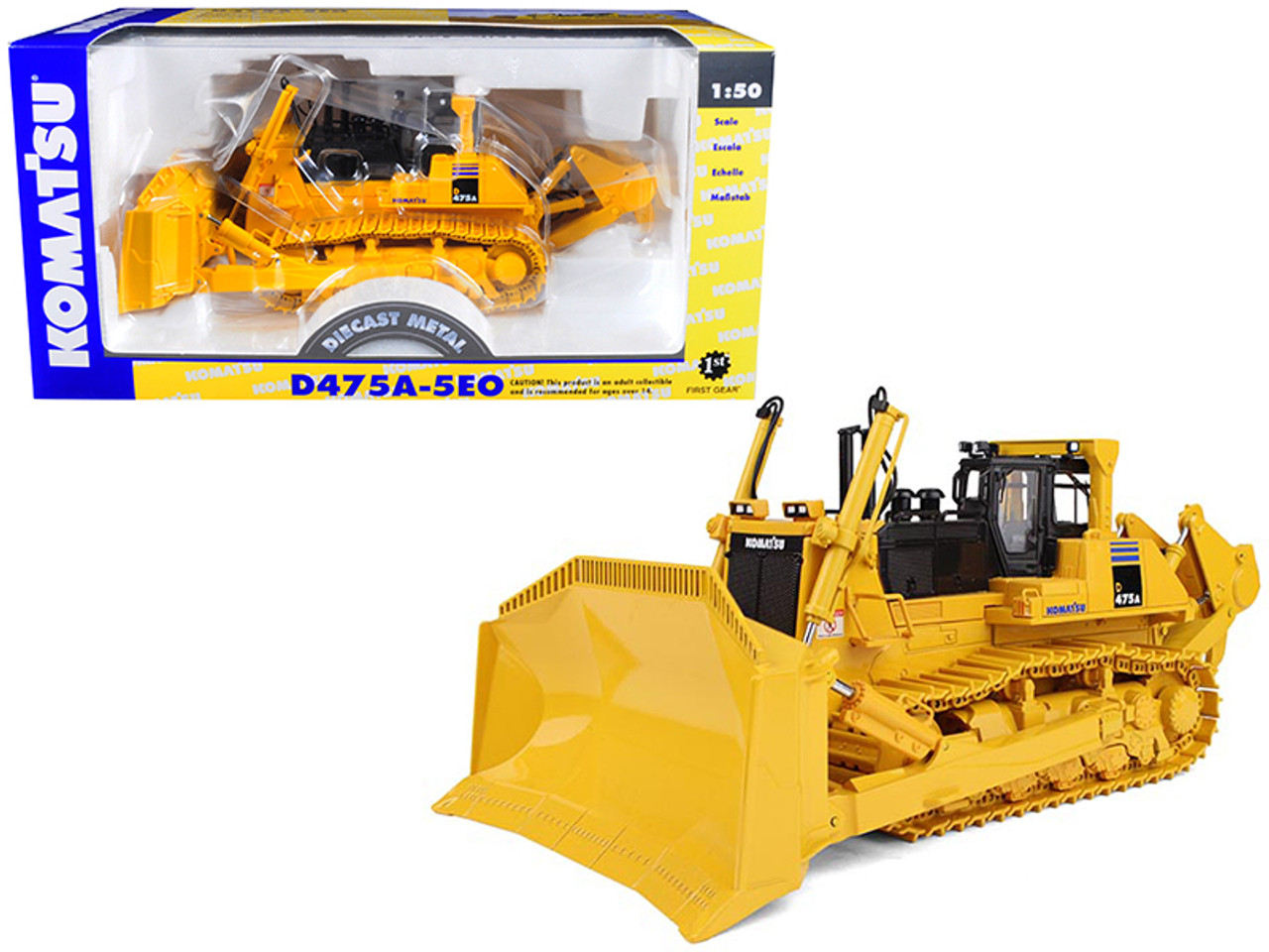 Komatsu D475A-5EO Dozer with Ripper 1/50 Diecast Model by First