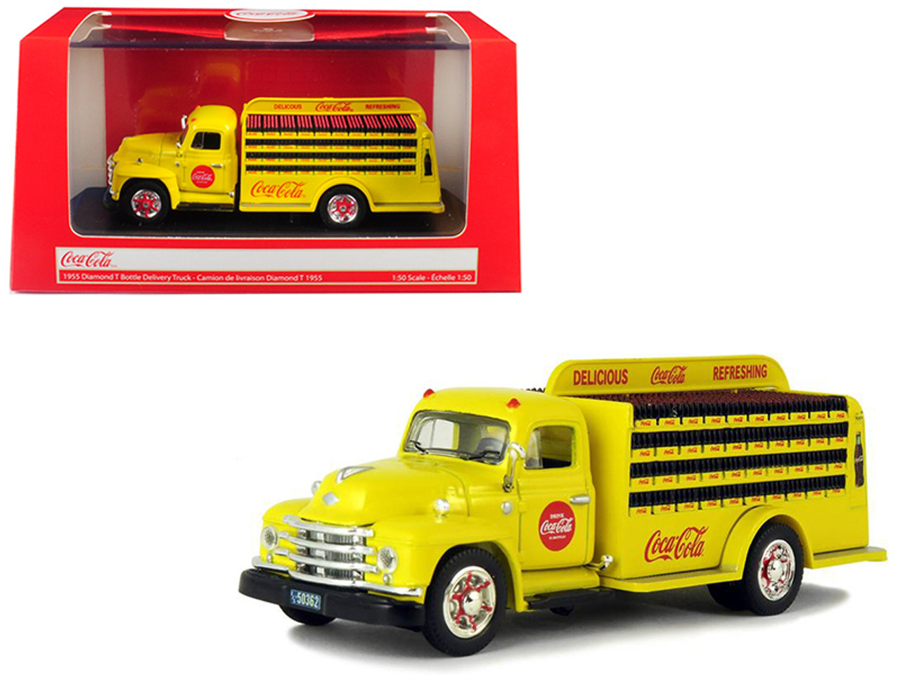 1955 Diamond T Bottle Delivery Truck "Coca-Cola" Yellow 1/50 Diecast Model Car by Motorcity Classics